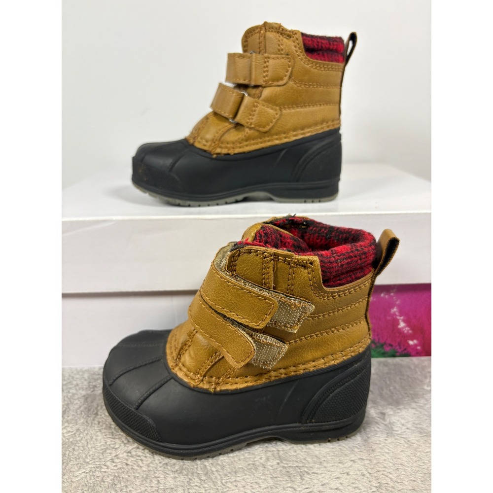 Magellan Outdoors Toddler Boys Tan Black Duck Boots Buffalo Plaid Size 6 Toddler